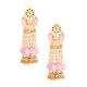 Mirror Floral Tassel Earrings with Pink Beads & Pearls Pair